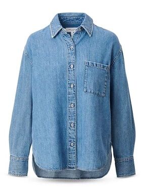 Rag & Bone Indigo Blue Cotton Linen Denim Button-Up Shirt XS